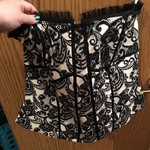 Black and White Jacquard Corset Top